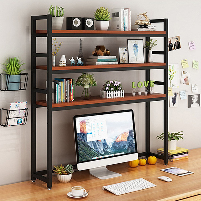 엔조이리빙 높이조절 책상선반 다용도 책장 책꽂이 HC, 블랙, 3단