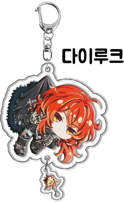 [당일출고] 원신 아크릴 키홀더 키링 굿즈 27종 츠마마레 데롱데롱 miHoYo미호요 호두 라이덴 클레 게임 열쇠고리, 다이루크, 1개