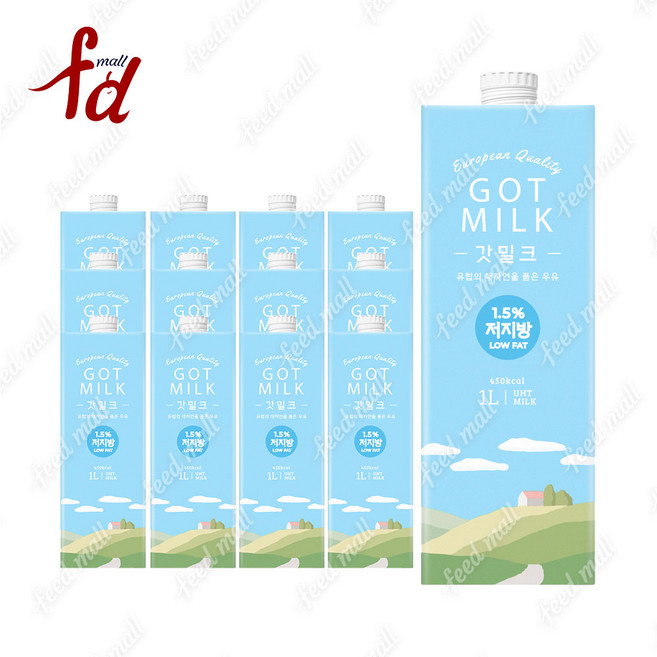 갓밀크 저지방 우유, 1L, 12개