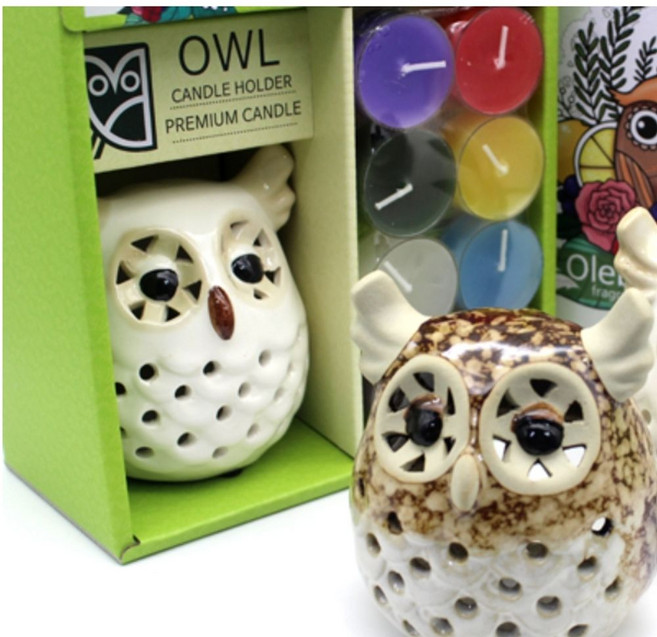 아로마향 향초 인테리어 흰뿔부엉이 캔들세트 2종 택1, 화이트