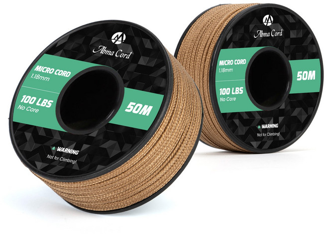 마이크로 로프 1.18mm 50m 스풀 브레이디드 로프 공예 및 DIY - 최대 45kg, 코요테 브라운