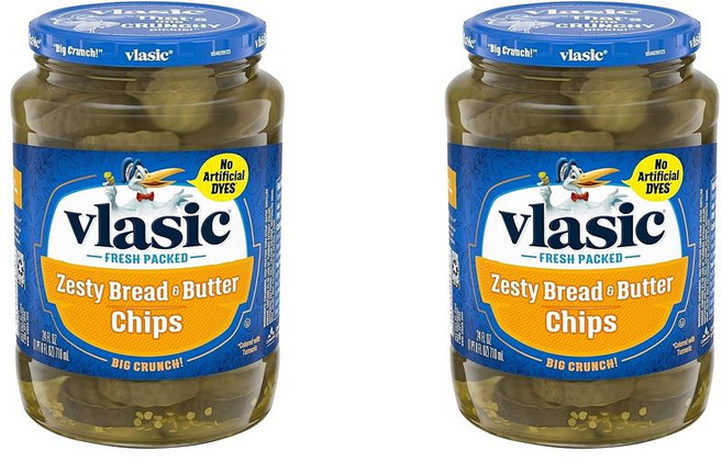Vlasic 제스티 브레드 버터 칩스 Vlasic Zesty Bread and Butter Pickle Chips Keto Friendly, 2개