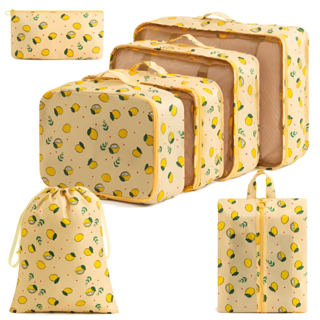 다기능 의류 신발 속옷 양말 정리 휴대용 접이식 보관 가방 매쉬 일반형 여행용 수납 파우치 7종 세트