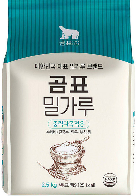 곰표 중력 밀가루 2.5kg 칼국수 수제비 반죽재료, 1개