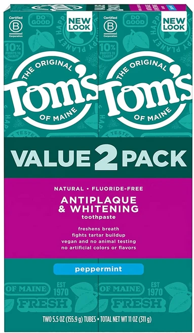 톰스 오브 메인 불소 무첨가 치약 페퍼민트 155g x 2개입, 2개 - 쿠팡
