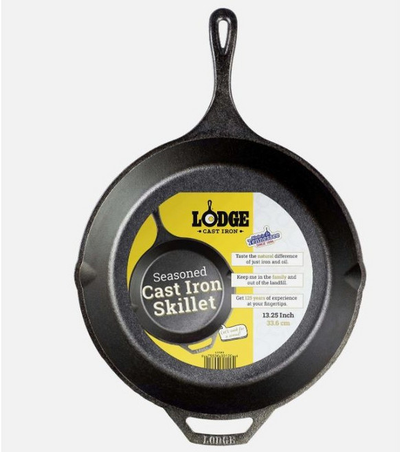 LODGE 預先開鍋鑄鐵平底鍋 #L12SK3 導熱均勻 堅固耐用 適用多種爐具, 1個, 13.25吋