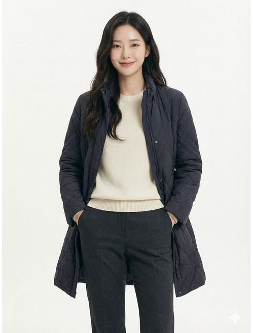 크로커다일레이디 네이비 더블넥 퀄팅 패팅 CLCSPD101