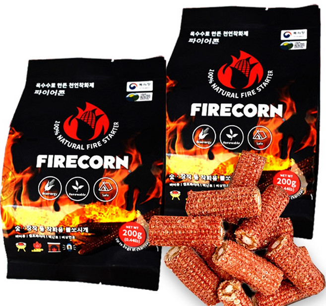 옥수수 착화제 장작 불쏘시개, 200g, 2개
