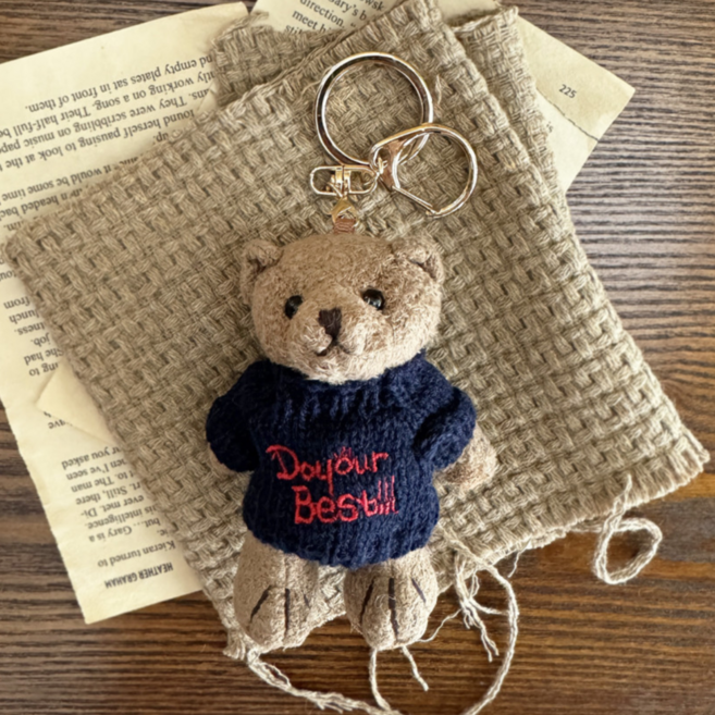 MOOLDN 니트 베스트 곰돌이 인형 키링 가방고리 백참 (3colors), 네이비, 네이비, 1개