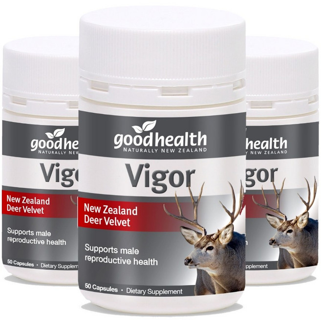 good health Vigor New Zealand Deer Velvet 굿헬스 뉴질랜드 비거 디어 벨벳 녹용 200mg 50캡슐 3팩, 50정, 3개