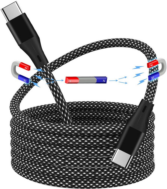 PD 고속충전 네트 마그네틱 C타입 케이블, 1개, 블랙, 1m