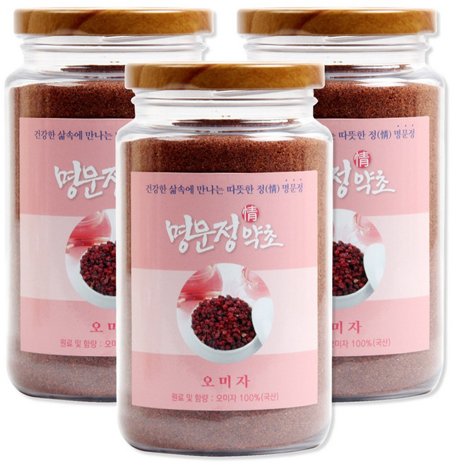명문정약초 국산 100% 문경 오미자 분말, 3개, 300g