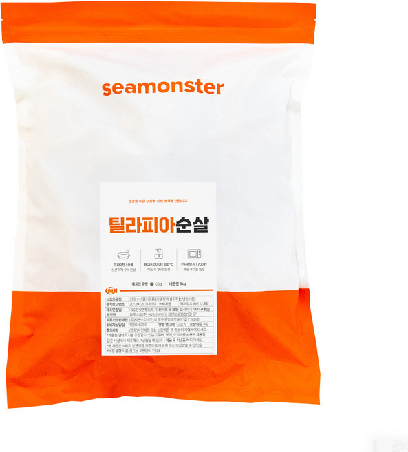 씨몬스터 틸라피아 1kg(100g 소분 10팩) 냉동 고단백질 생선, 10개, 100g