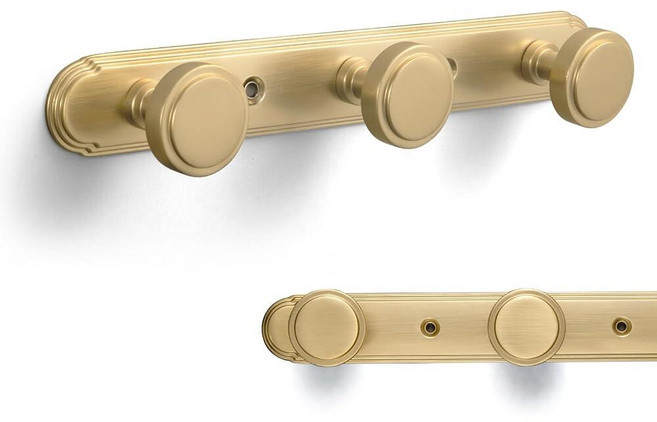 Goo-Ki 1 Pack Champagne Bronze Coat Rack Wall Mount Heavy Duty Towel Rack Zinc Alloy Coat Hooks W, 3 Hooks