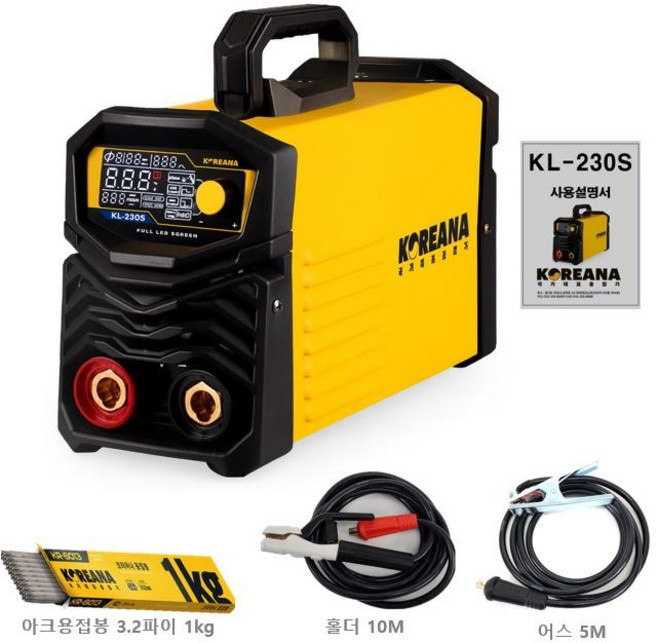 현장용 5KW급 전기 인버터 용접기 코리아나 KL230S ] 3.2파이 풀용접 220V 미니 휴대용 소형 펄스 LIFT티그 멀티 용접기 KL-230S 5K 3K 3KW, 1세트, 정품