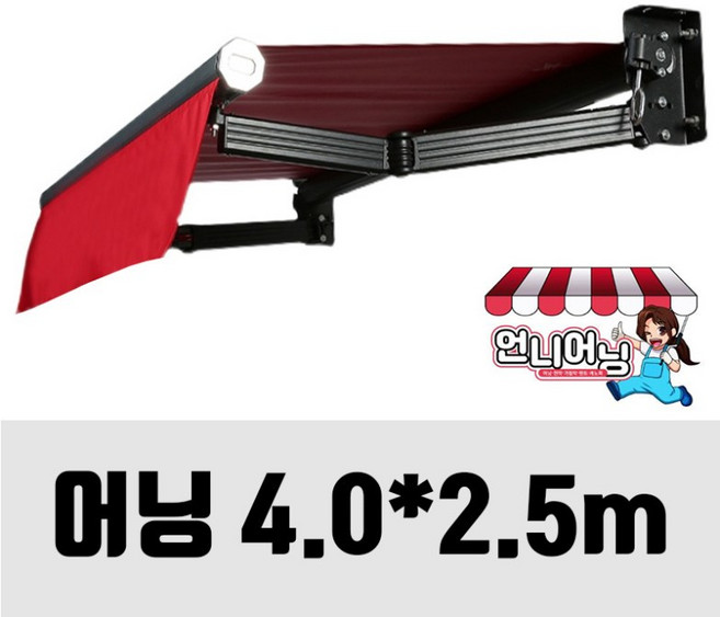 언니어닝 어닝 v2 (보강형) 도장프레임 농막 햇빛가리개 옥상 접이식 캐노피 천막, 어닝, 4m x 2.5m(가로 x 돌출)