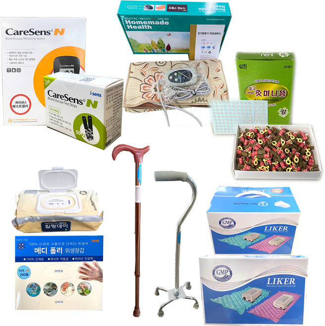 혈당검사지 미니뜸 알콜솜 수지침 에어매트 찜질기 지팡이 위생장갑 물티슈, 일구미니뜸 약(180개), 1개