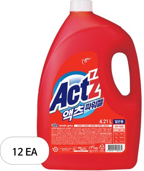 액츠 파워젤 드럼용 액상세제 본품, 4.21L, 12개