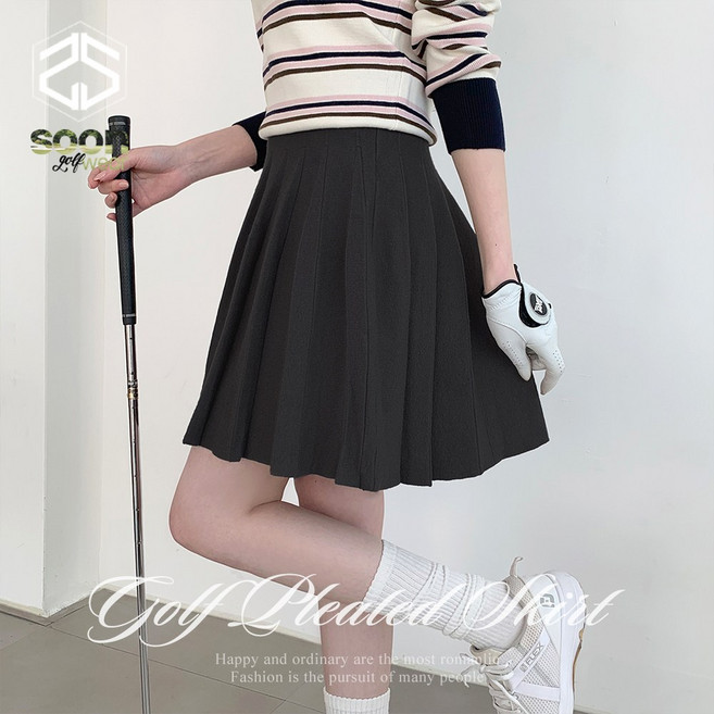 [순이야] S.골프 여성 니트 주름 플레어 미니 스커트