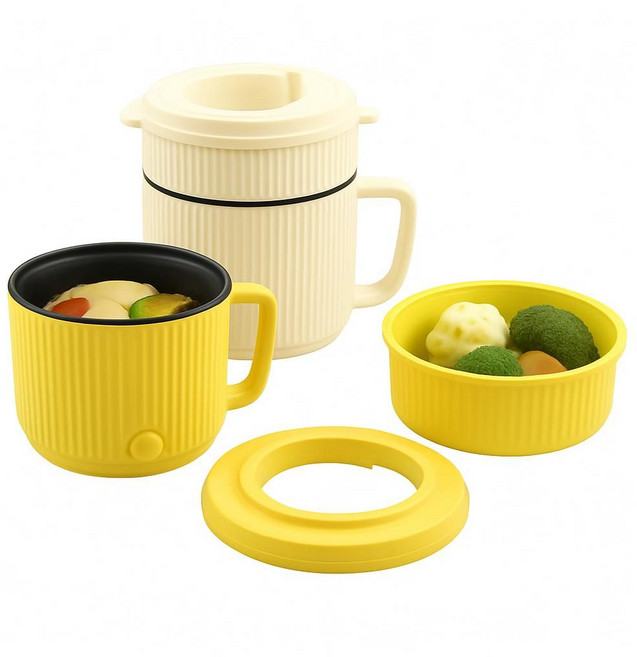 1.6리터 쿠커&찜기 라면포트 전기냄비 세트 뚜껑포함, 아이보리