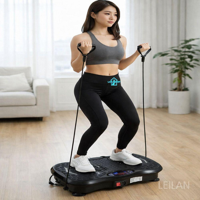 레이란 전신 진동 덜덜이 운동기구 코어 복부 유산소 마사지 실내운동 가정용 홈트, LCD 블루투스 블랙