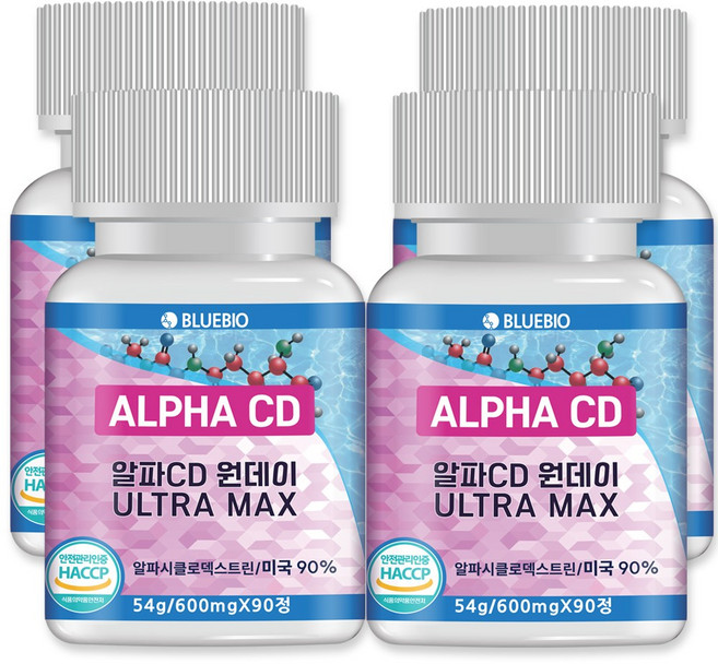 알파CD 원데이 ULTRA MAX 알파시클로덱스트린 외 베타 감마 트리플CD 복합포뮬러 식약청인증 HACCP, 4개, 90정