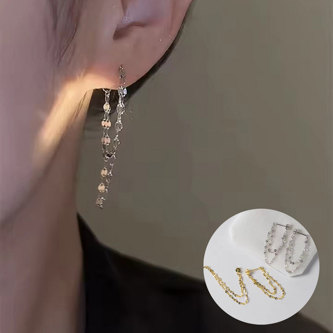 웰리나 실버925 드랍 립 체인 귀걸이 여성 귀걸이