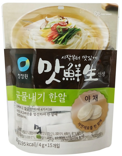 청정원 맛선생 야채 국물내기 한알 코인육수, 60g, 4개