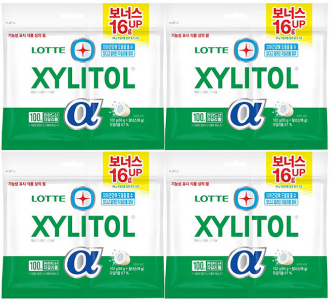 롯데 자일리톨 알파 트윈리필, 102g, 4개