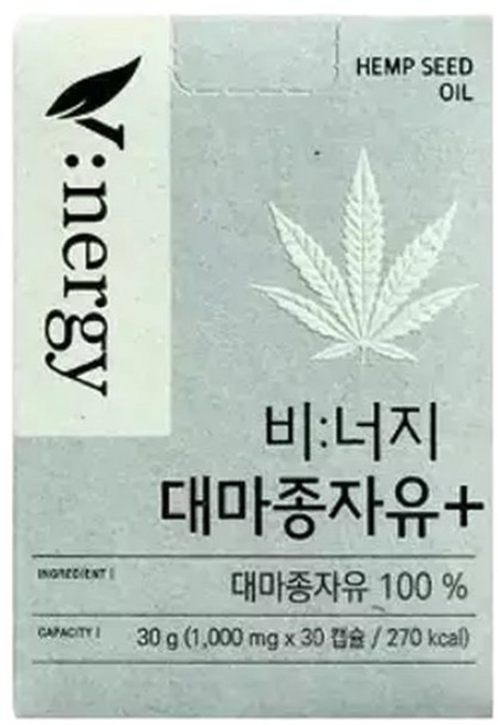 비너지(Vinergy) 알피바이오 비너지 대마종자유 플러스 1000mg x 30캡슐 1박스 SDL, 30정