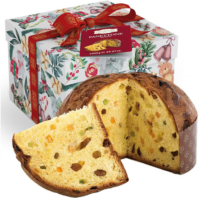 Fraccaro 파네토네 클래식 1kg 1팩 Classic Artisan Panettone 1Kg - Milanese Panettone with Candied, 1개