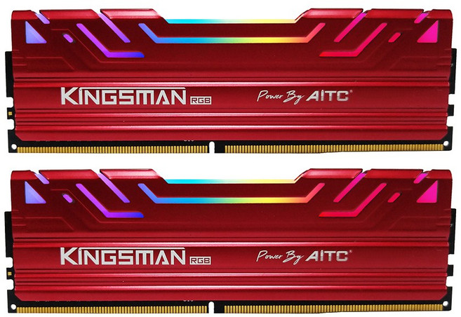 AITC KINGSMAN RGB DDR4 16GB(8GBx2) 3200MHz 電競記憶體, 紅色+紅色, 1套