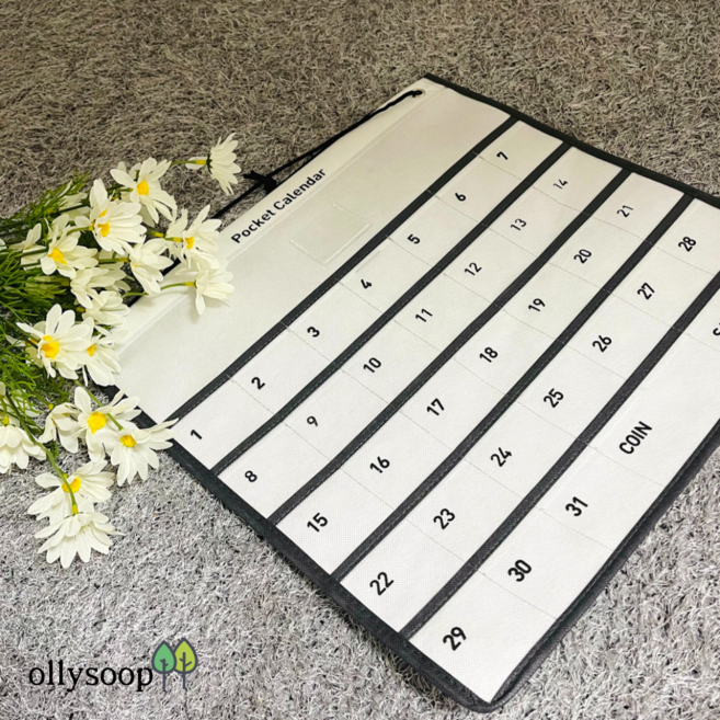 올리샵 포켓 한달 생활비 용돈 달력, 1개, 화이트