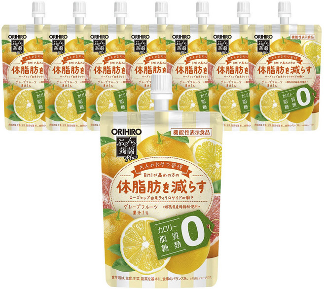 오리히로 탱글 곤약젤리 플러스 어른의 간식 습관 자몽맛, 8개