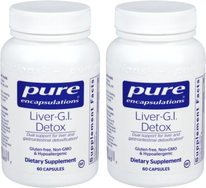 간 위장 해독 영양제 캐나다직구 퓨어인캡슐레이션 리버 지아이 디톡스 60캡슐 2병 묶음 밀크씨슬 실리마린 강황 브로콜리 클로렐라 함유, 60정, 2개 - 쿠팡