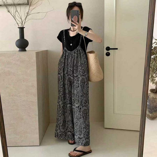 여성바지 점프슈트 멜빵바지 여름바지 긴바지 와이드팬츠 KUOP8132 30