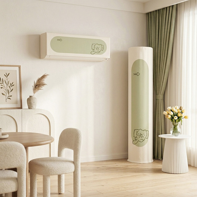 Leesheer 벽걸이 스탠드 2 in 1 에어컨 커버 스판 라운드 에어컨덮개, 새끼 고양이