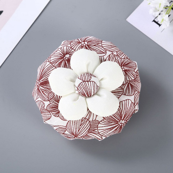 정전기 방지 라운드 플라워 방문 손잡이 커버 원형 문고리, 플라워레드, 2개