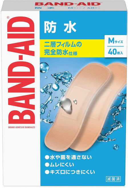 BAND-AID(밴드에이드) 응급 반창고 방수 M사이즈 40매입 1개, 1