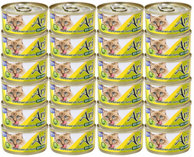 테비토퍼 아리 고양이 간식캔 생선, 참치 + 타우린, 80g, 24개