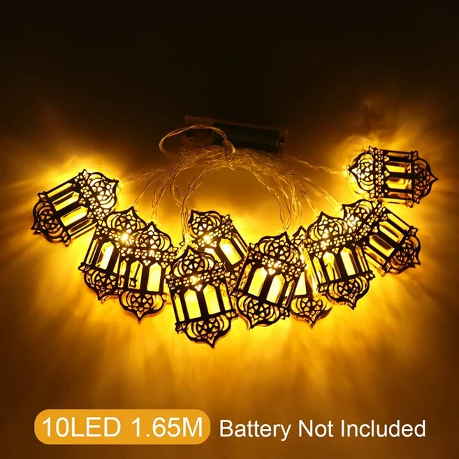 쿠쿠스토어 이드 무바라크 문 스타 라이트 스트링 라마단 장식 2025 이슬람 파티 갈랜드 알-피트 르 선물, 04 1.5M 10LED 1