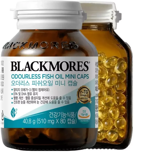 블랙모어스 오더리스 피쉬 오일 미니 캡슐 80정 2개 선물세트 가족 부모님 추석 친정 명절, 1개