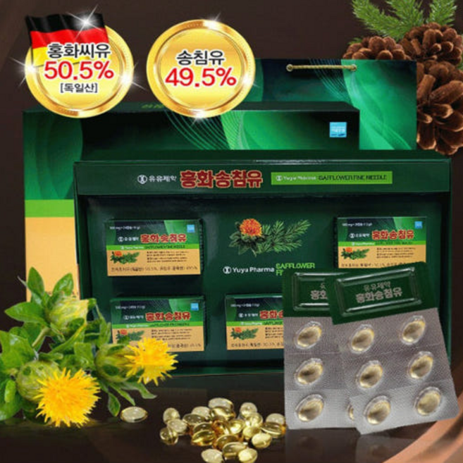 [유유제약] 홍화송침유 (500mg x 120캡슐), 120정, 1개