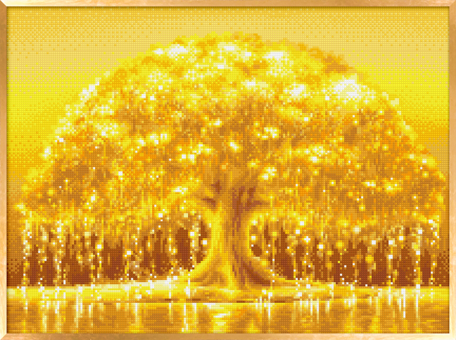 블링블링 알루미늄 액자형 보석십자수 (AB+원형) 60x45cm, BL3D-1211 (황금빛금전수), 1세트