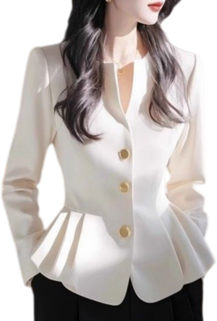 Makone 여성 트랜드 프렌치 블라우스 톱 엘레강스 코디네이터 얇은 데일리 오피스룩 자켓