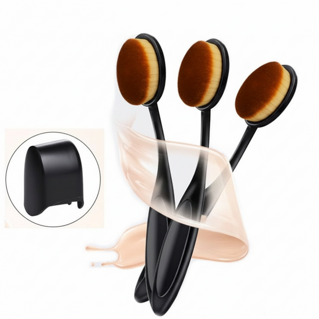 케이스포함 스틱형 부드러운 극세사모 파운데이션 메이크업브러쉬, 3개