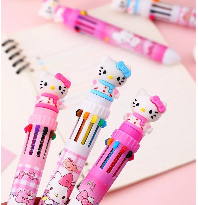 {헬로키티문방구} 헬로키티 귀염뽀짝 10색 볼펜, 1개, 화이트