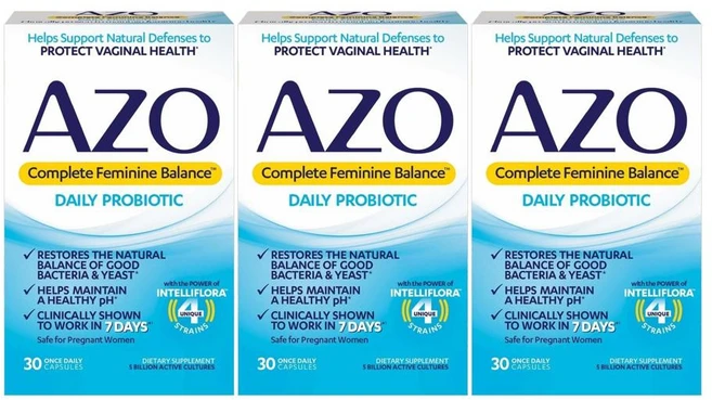 (미국직배) 아조 여성용 프로바이오틱스 유산균 30정 3개 AZO AZO Complete Feminine Balance Daily Probiotics for Women Non-GM - 쿠팡