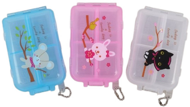 휴대용 여행용 10칸 영양제 미니 약통 알약 케이스 열쇠고리 소품함 투명 소품 소품 통 개별 오픈