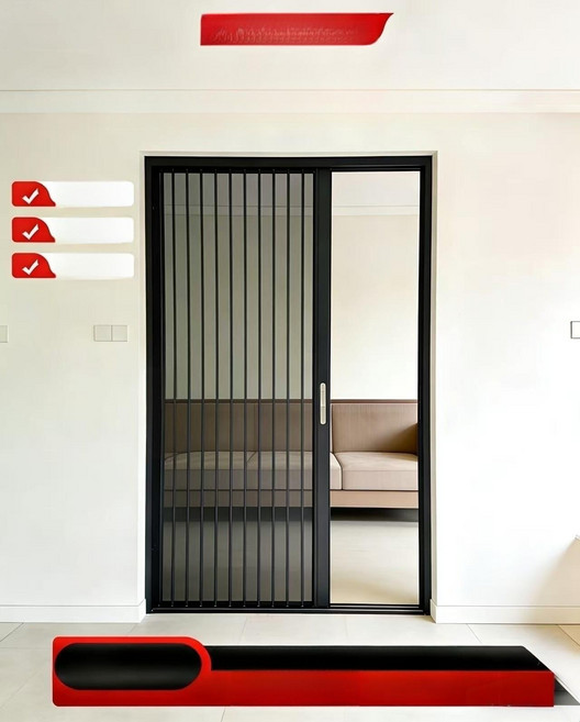 씸쯔 방범 그릴망 현관 문 접이식 방충망, 화이트, 1개